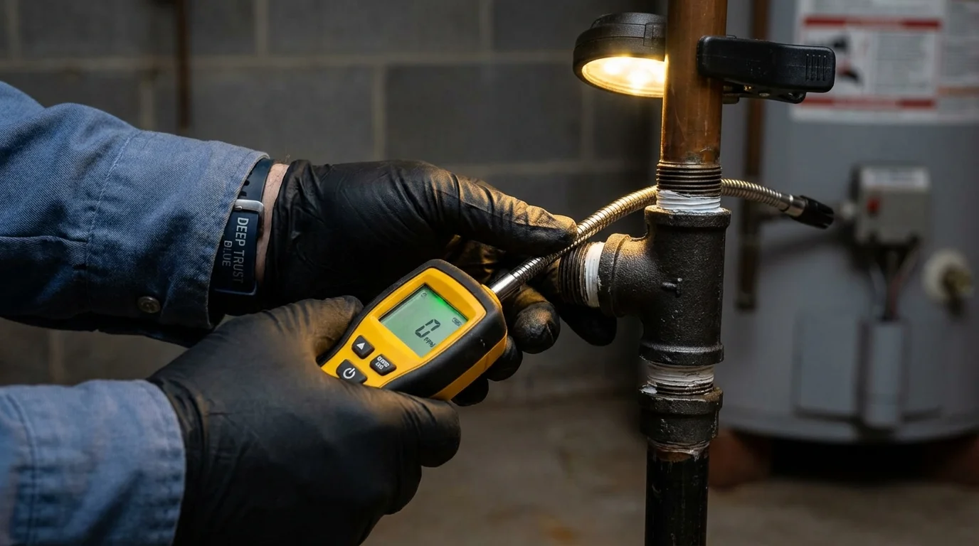 Gas leak detection with electronic sniffer by Johns Plumbing LLC in Edgerton