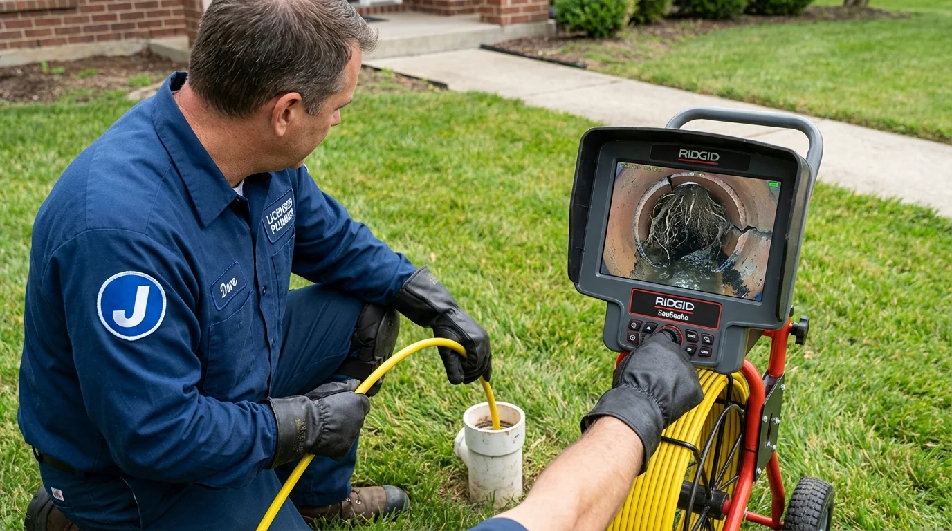 Sewer camera inspection being performed by Johns Plumbing LLC in Edgerton